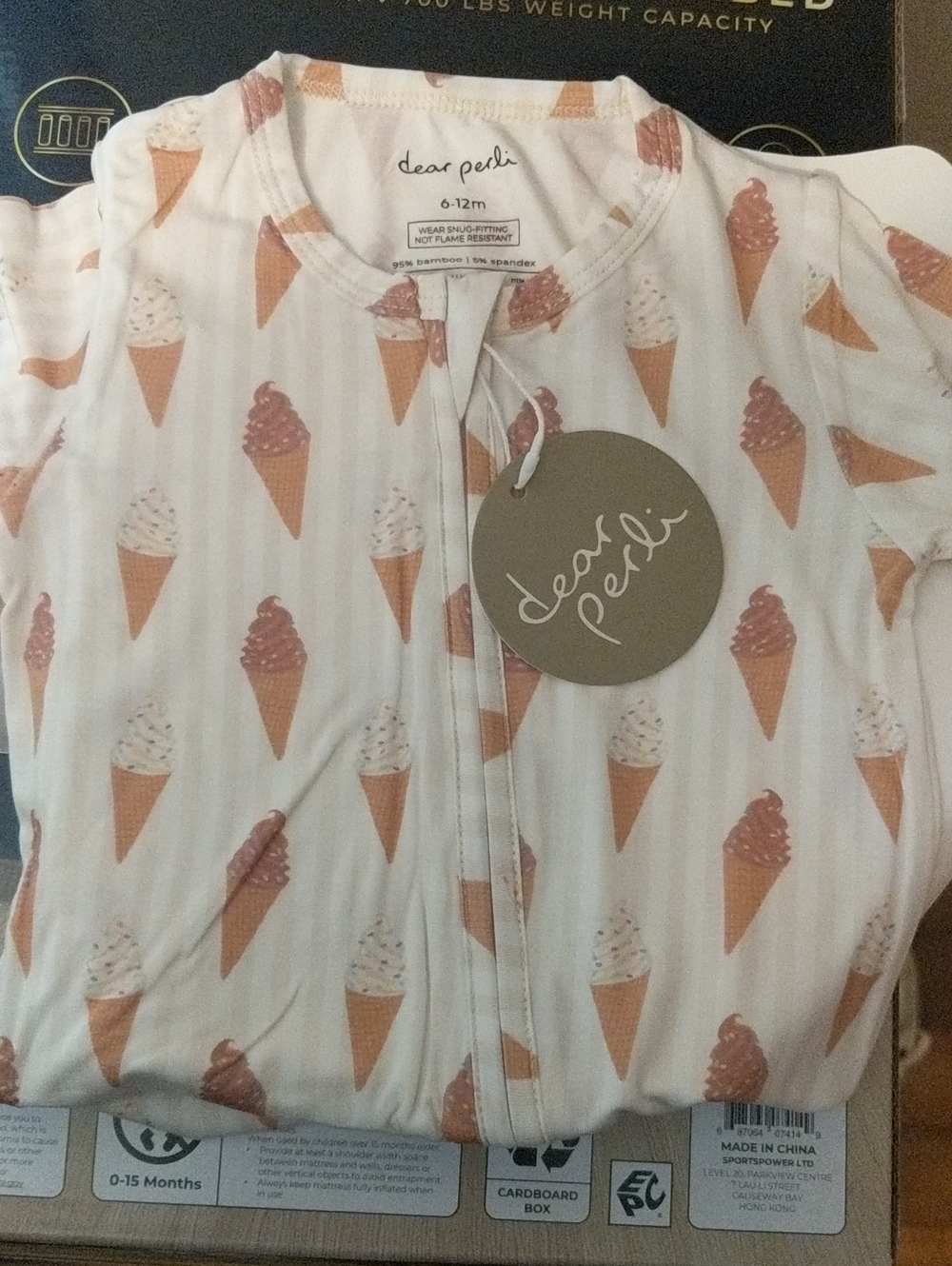 Dear Perli Baby Zip Footed Sleeper - Ice Cream Print